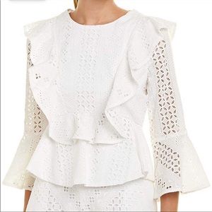 BCBG “Kailey” White Eyelet Top -Sz XS